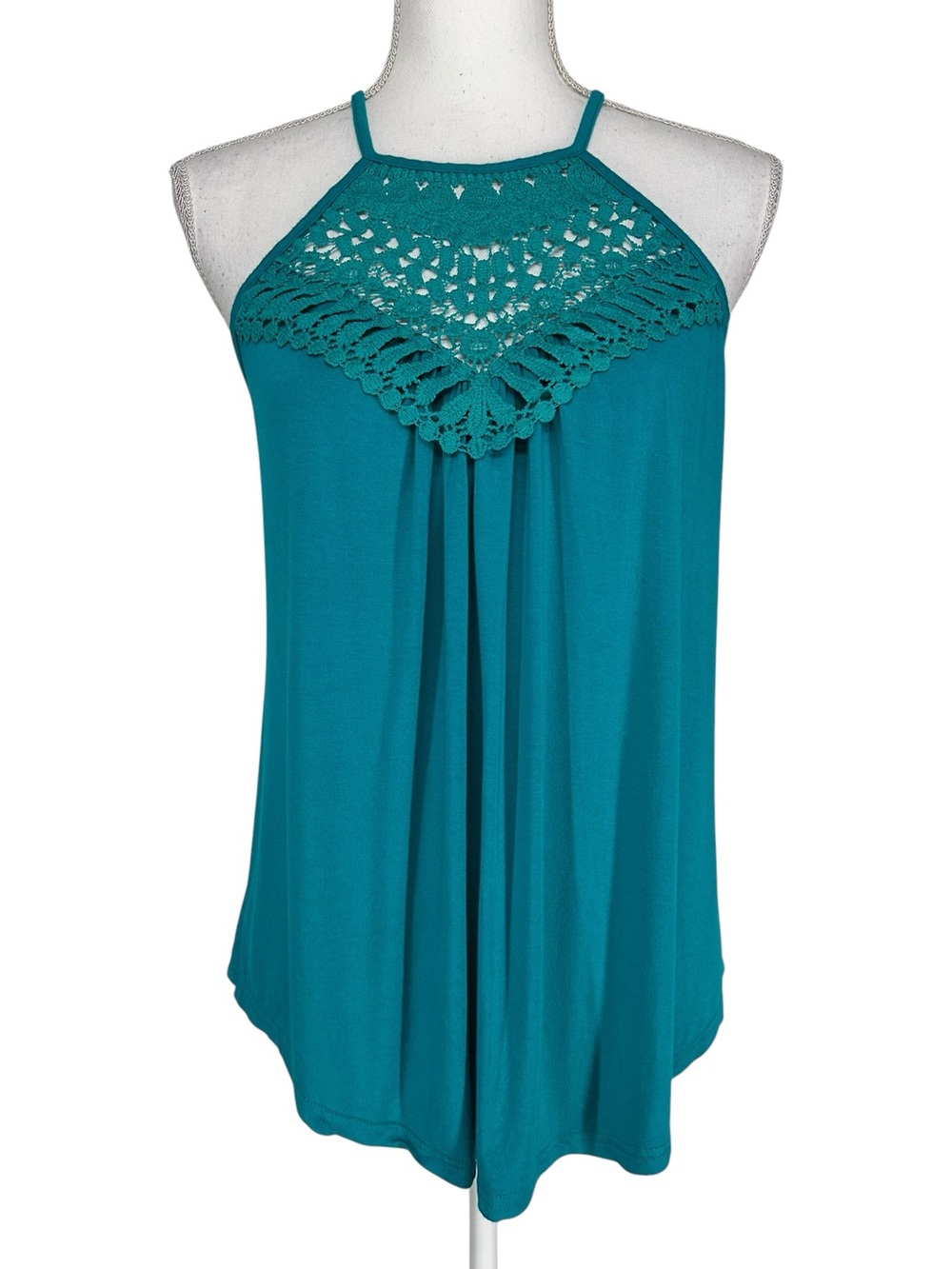 BLUETIME / Teal Crochet Tank Top / Small / Bohemian Fairy Summer Festival Boho